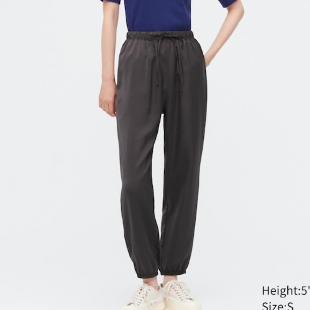 NEW UNIQLO Satin Drape Jogger Pants women's pants size LARGE